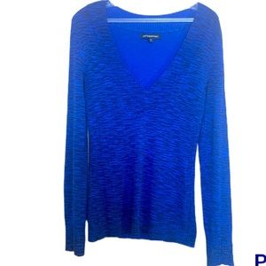 Express Design women’s v-neck, low cut, royal blue, sweater top, medium size